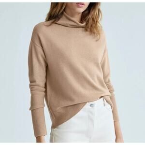 Aritzia Wilfred Cyprie Sweater Merino Wool Ribbed Knit Neutral Boho Tan Size M